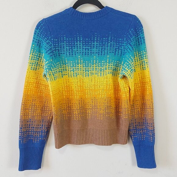 Ganni Multicolor Gradient Sweater Wool Blend Women Medium Graphic Logo Fall Knit - Picture 3 of 9